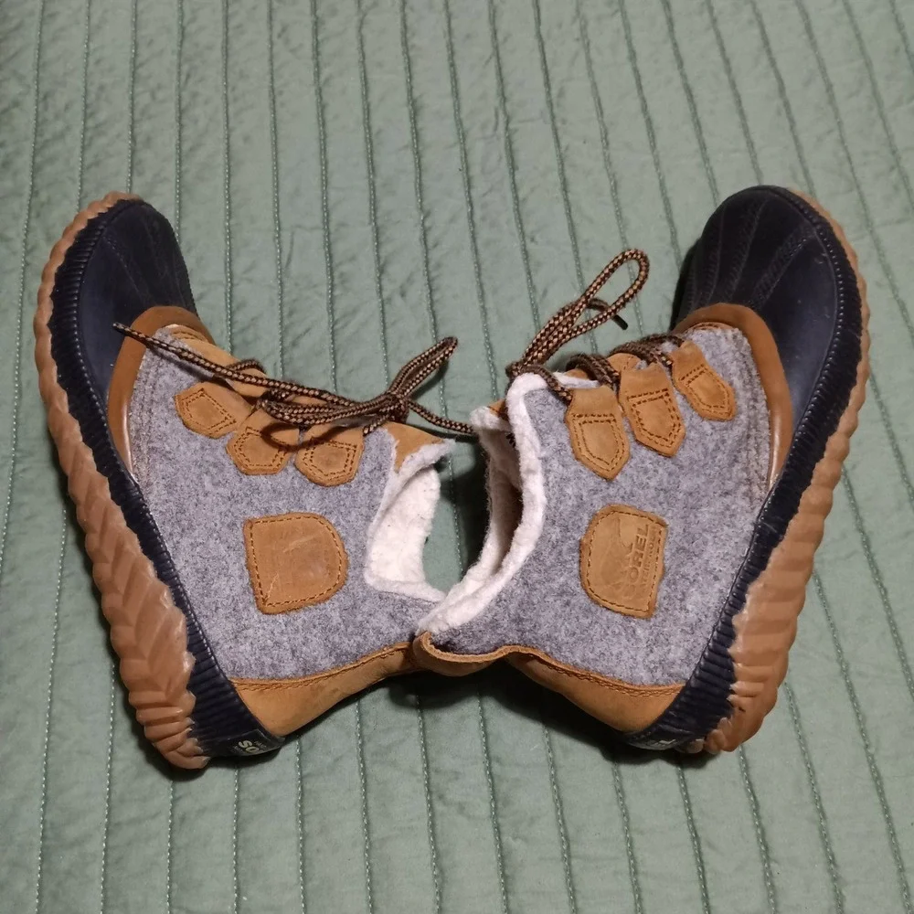 Sorel Out N About Plus Women Waterproof Felt Duck Boots Grey Black Brown - Sz 6